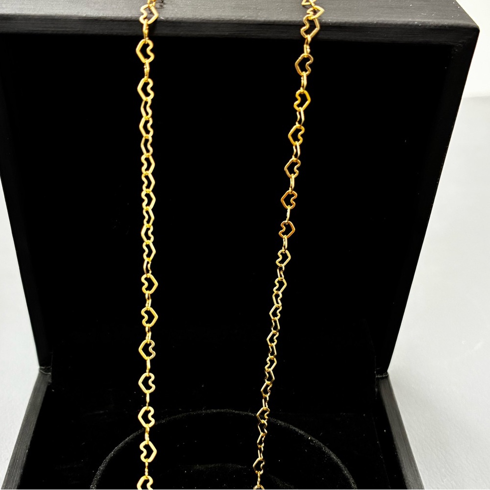 14k yellow gold heart link necklace new